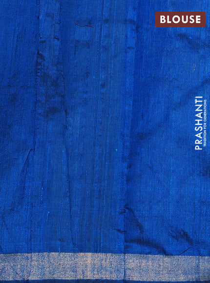 Pure dupion silk saree cs blue with thread & zari woven paisley buttas and zari woven border