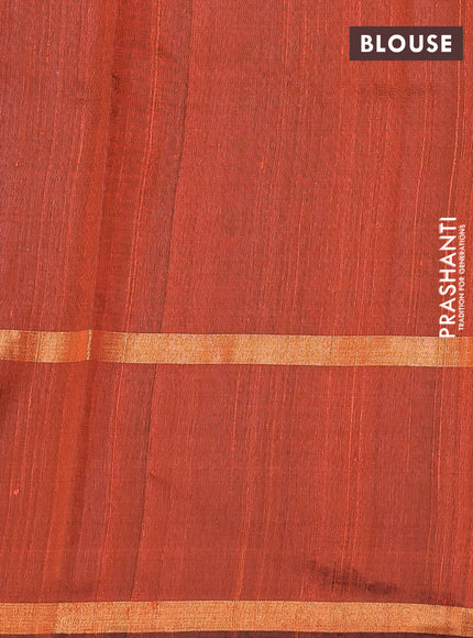 Pure dupion silk saree orange with zari woven buttas and long zari woven border