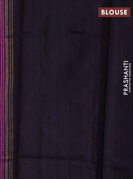 Pure dupion silk saree violet and black with floral zari woven buttas and zari woven border