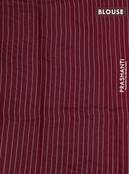 Pure dupion silk saree maroon and beige with thread woven buttas and temple design border