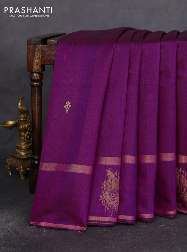 Pure dupion silk saree magenta pink with zari woven buttas and zari woven border