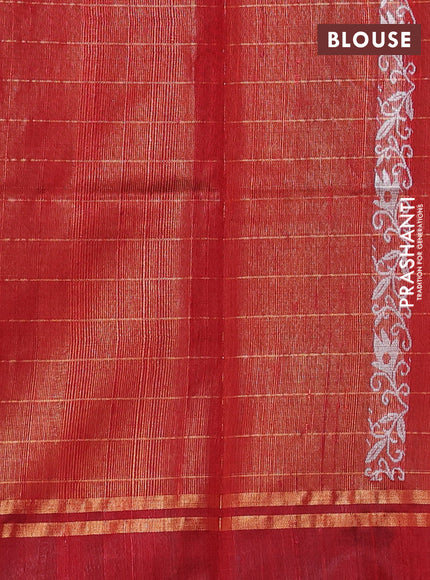 Pure dupion silk saree blue and maroon with allover zari woven checked pattern and silver & zari woven butta border