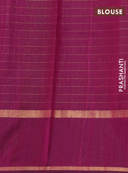 Pure dupion silk saree teal green and magenta pink with allover zari woven checked pattern and zari woven butta border