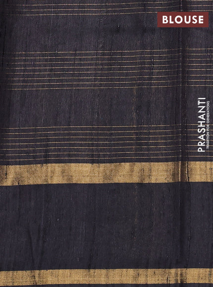 Pure dupion silk saree brown and black with allover zari woven checked pattern and paisley zari woven border