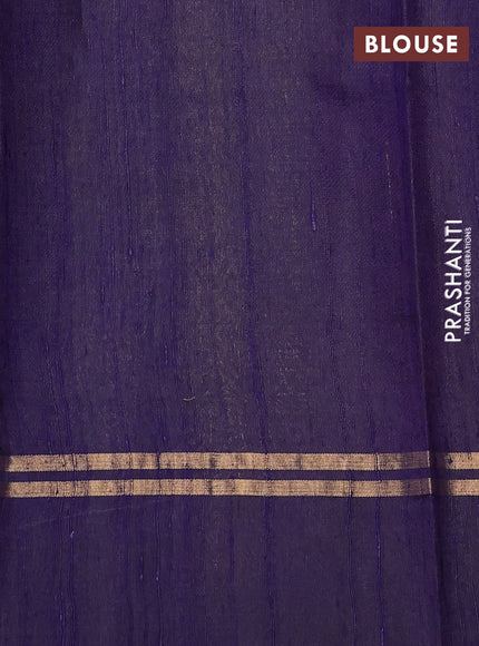 Pure dupion silk saree pink and navy blue with floral zari woven buttas and zari woven simple border
