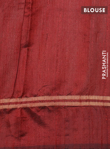 Pure dupion silk saree navy blue and maroon with zari woven buttas and zari woven simple border