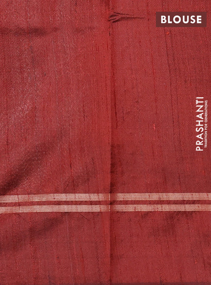 Pure dupion silk saree bottle green and maroon with zari woven buttas and zari woven simple border