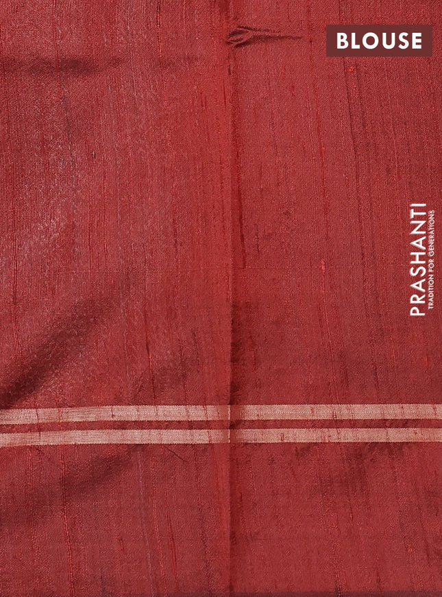 Pure dupion silk saree bottle green and maroon with zari woven buttas and zari woven simple border