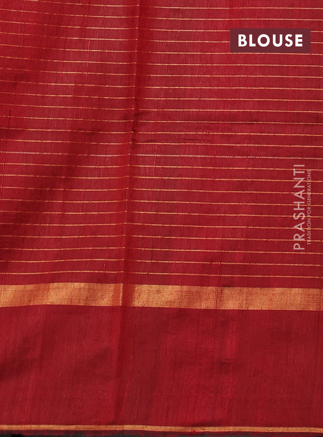 Pure dupion silk saree beige and maroon with allover zari woven checked pattern and silver & gold zari woven butta border