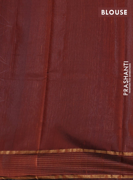 Pure dupion silk saree brown with zari woven buttas and zari woven border