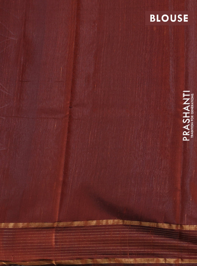 Pure dupion silk saree brown with zari woven buttas and zari woven border