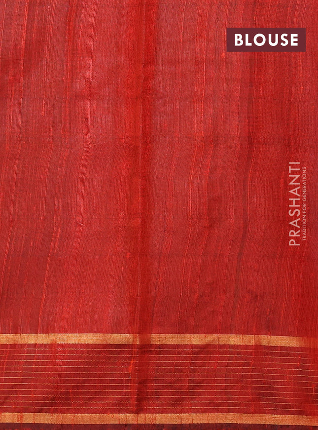 Pure dupion silk saree orange with zari woven buttas and zari woven border