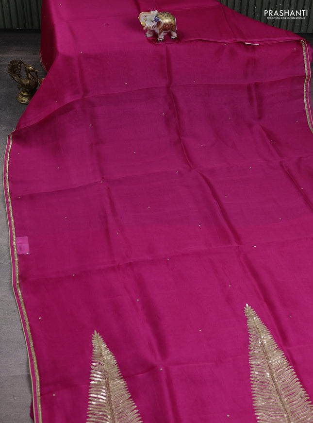 Pure organza silk saree pink with embroidery zari buttas and sequin embroidered border