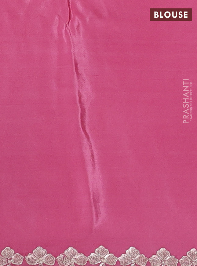 Pure organza silk saree mauve pink with convent embroidery and embroidered border