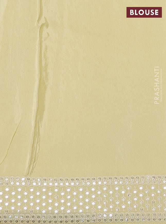 Pure organza silk saree pale yellow with allover sequin work in borderless style
