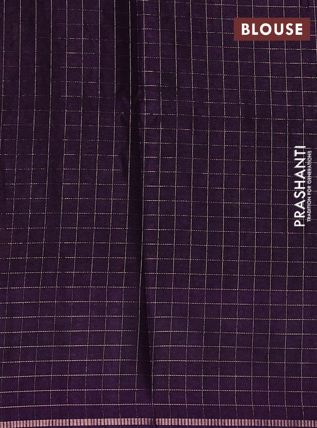 Semi tussar saree violet with allover embroidery design and zari woven border