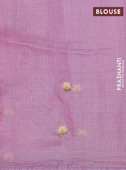 Silk kota saree lavender with plain body and embroidery border