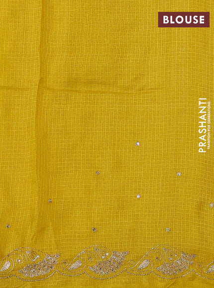 Silk kota saree mustard yellow with embroidery buttas and embroidery border