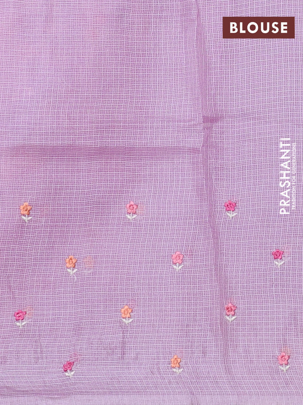 Silk kota saree lavender with embroidery buttas and embroidery border
