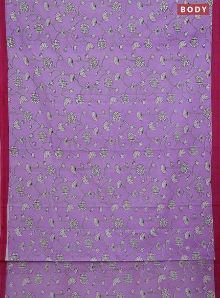 Kalamkari semi silk saree lavender and pink with allover prints and simple border