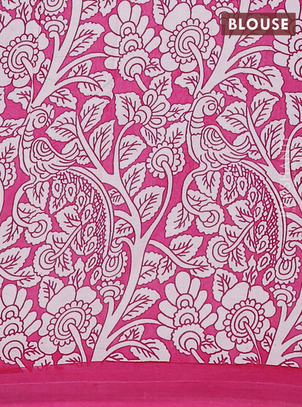 Kalamkari semi silk saree lavender and pink with allover prints and simple border