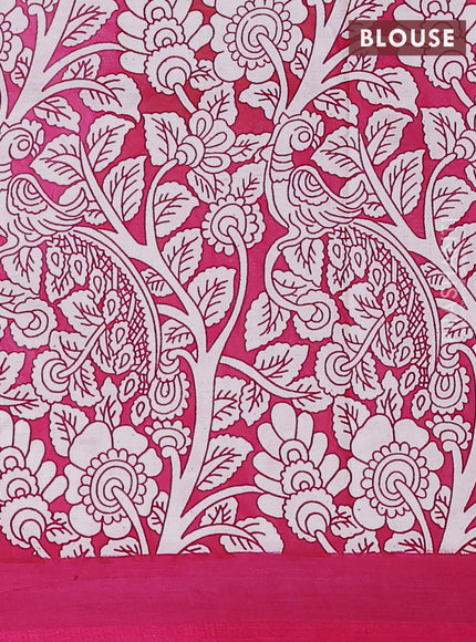 Kalamkari semi silk saree lavender and magenta pink with allover prints and simple border