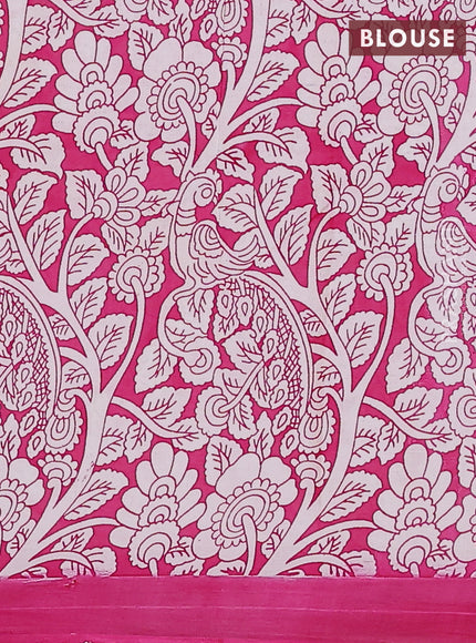 Kalamkari semi silk saree peach pink and pink with allover prints and simple border