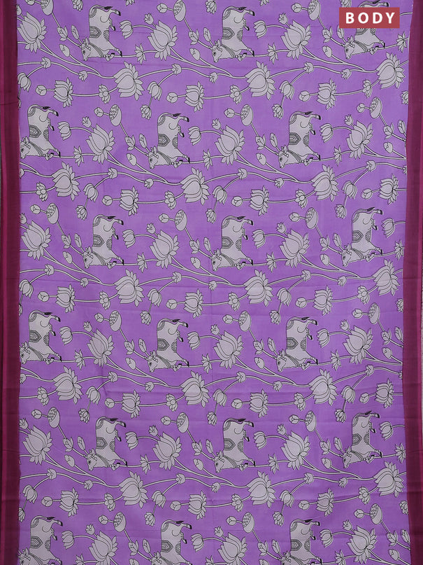 Kalamkari semi silk saree lavender and mauve pink with allover pichwai prints and simple border