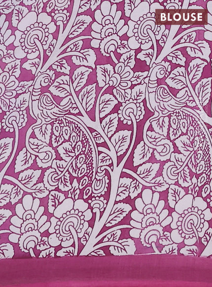 Kalamkari semi silk saree lavender and mauve pink with allover pichwai prints and simple border