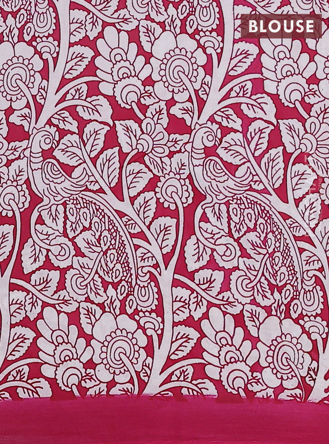 Kalamkari semi silk saree lavender and mauve pink with allover prints and simple border