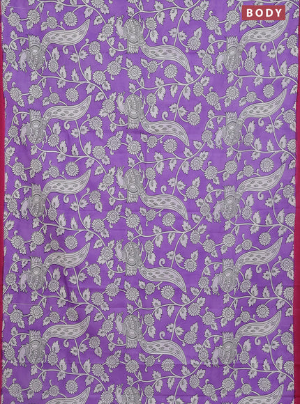 Kalamkari semi silk saree lavender and pink with allover prints and simple border