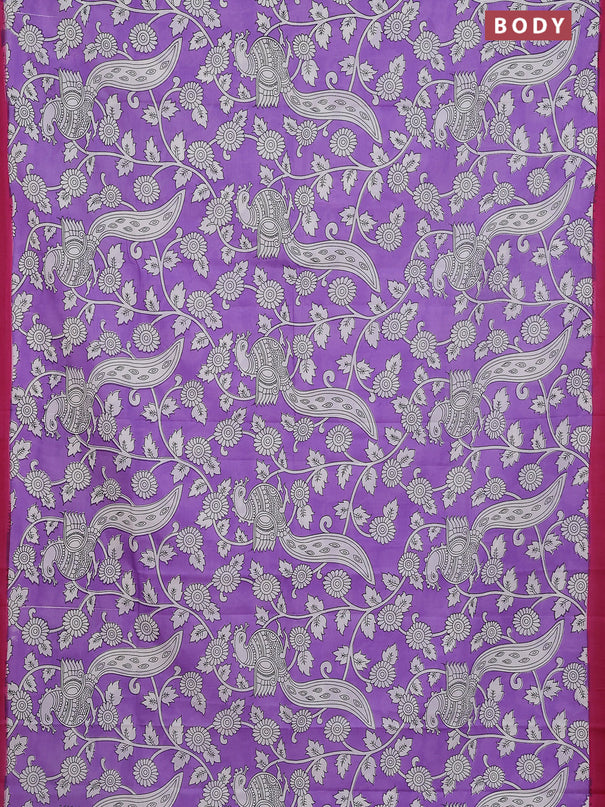 Kalamkari semi silk saree lavender and pink with allover prints and simple border
