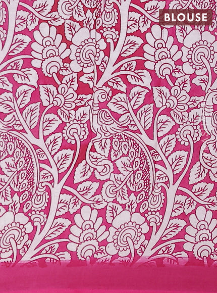Kalamkari semi silk saree lavender and pink with allover prints and simple border