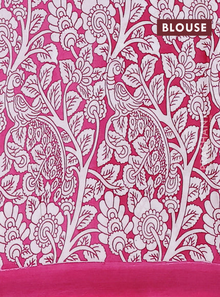 Kalamkari semi silk saree lavender and pink with allover prints and simple border
