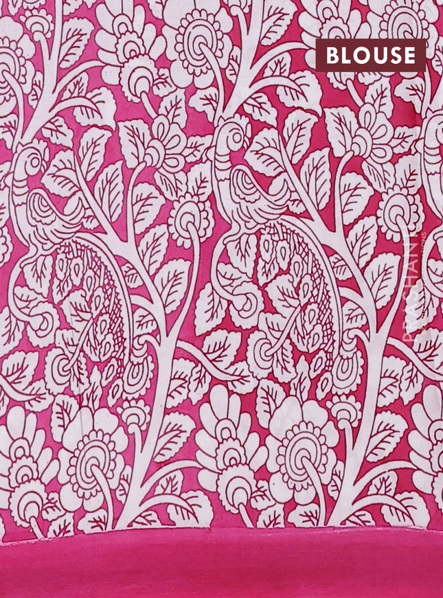 Kalamkari semi silk saree lavender and pink with allover prints and simple border