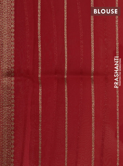 Banarasi organza silk saree sandal and red with woven buttas and woven border