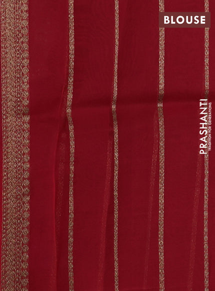 Banarasi organza silk saree wine shade and red with woven buttas and woven border