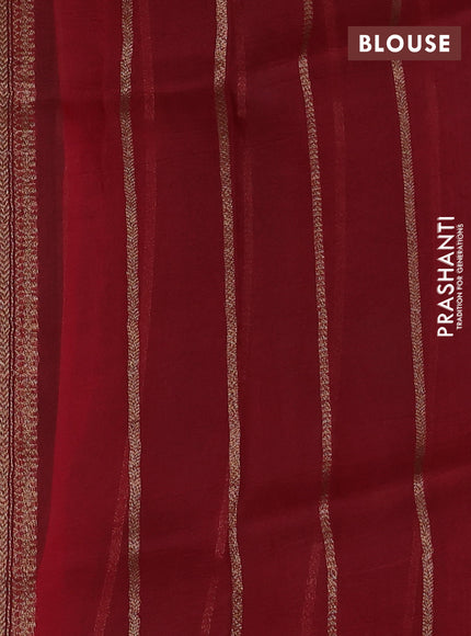 Banarasi organza silk saree green and red with woven buttas and woven border