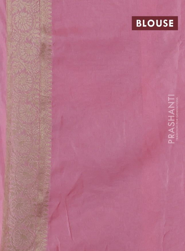 Banarasi semi georgette saree light pink with allover zari woven floral brocade weaves and zari woven border