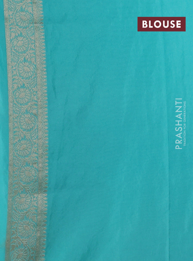 Banarasi semi georgette saree teal blue with allover zari woven floral brocade weaves and zari woven border