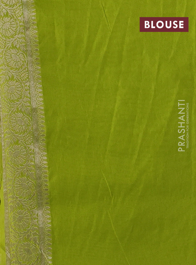 Banarasi semi georgette saree light green with allover zari woven floral brocade weaves and zari woven border