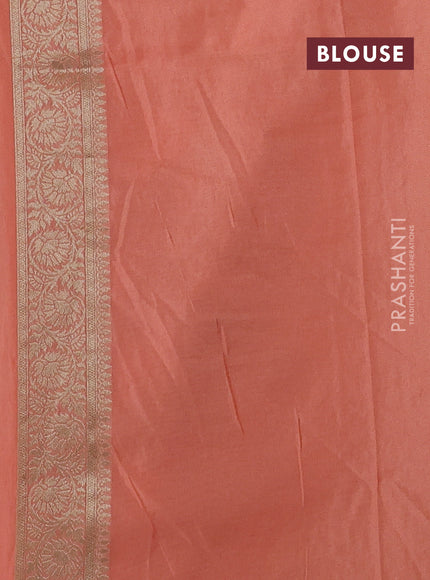 Banarasi semi georgette saree peach orange with allover zari woven floral brocade weaves and zari woven border