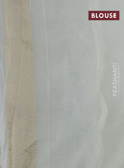 Banarasi semi georgette saree off white with allover zari woven floral brocade weaves and zari woven border