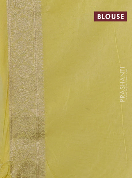 Banarasi semi georgette saree pale yellow with allover zari woven floral brocade weaves and zari woven border