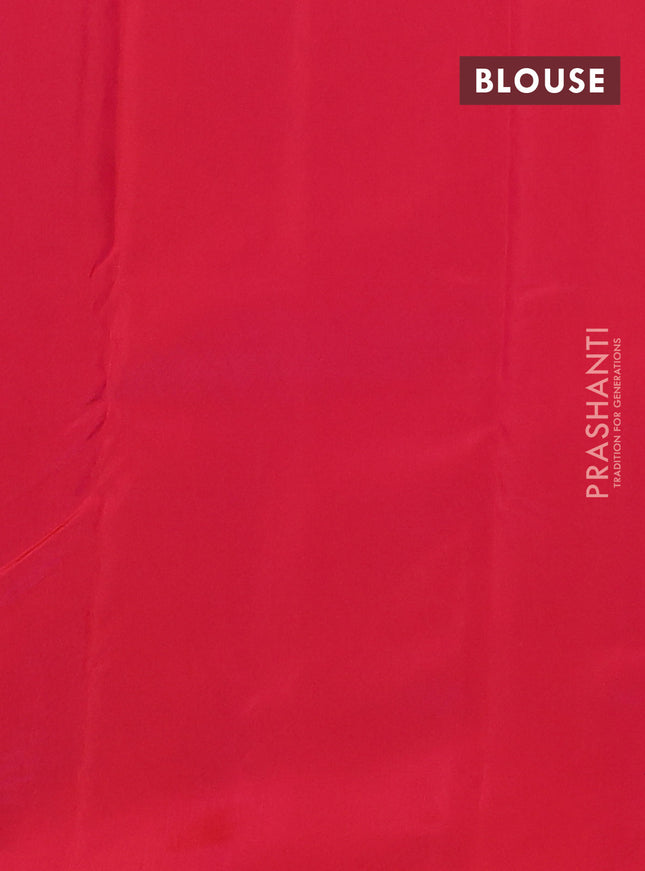 Kanchipuram silk saree grey and dual shade of pinkish orange with copper zari woven buttas in borderless style