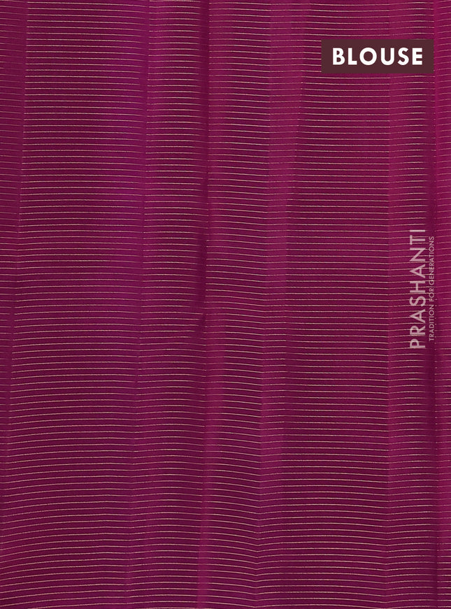 Kanchipuram silk saree cs blue and pink with allover small zari checks & buttas and zari woven border