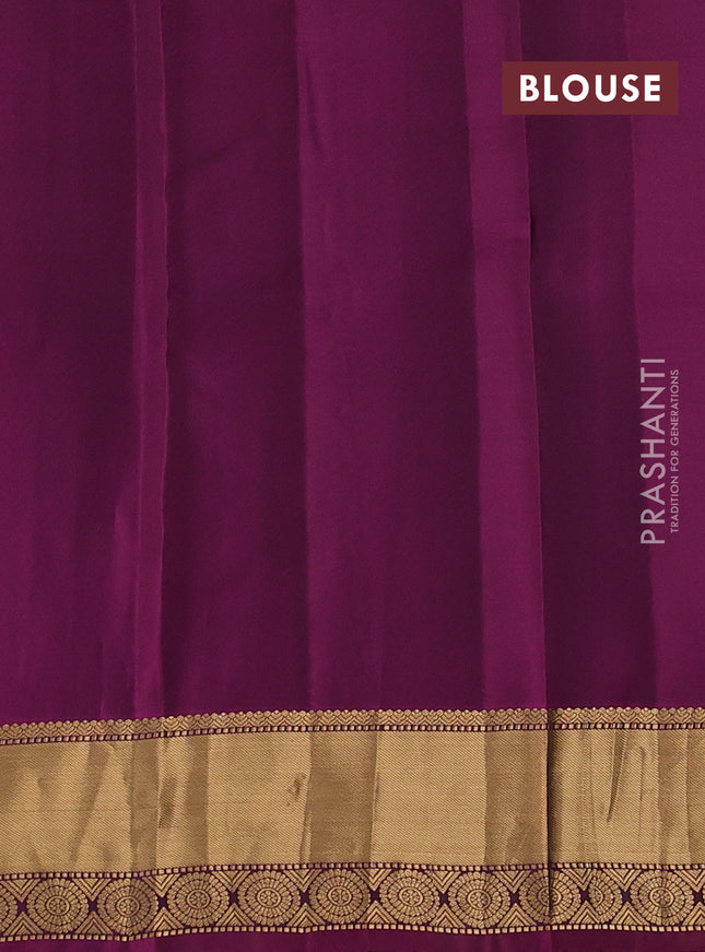 Kanchipuram silk saree green and purple with zari woven buttas and zari woven border