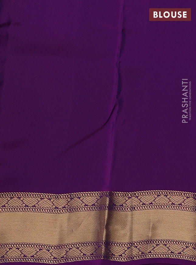 Kanchipuram silk saree peacock blue and purple with zari woven buttas and rettapet zari woven border