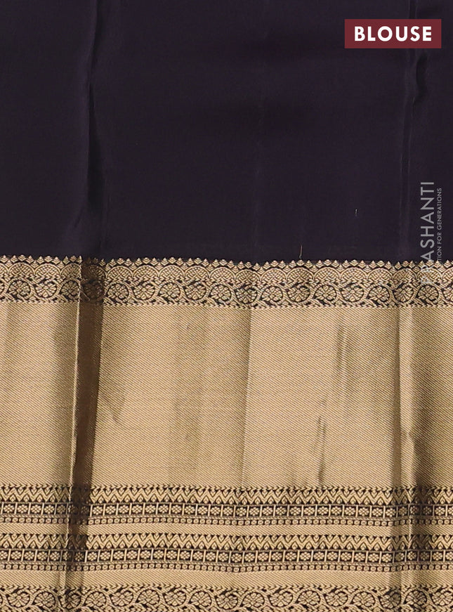 Kanchipuram silk saree green and coffee brown with zari woven buttas and zari woven border