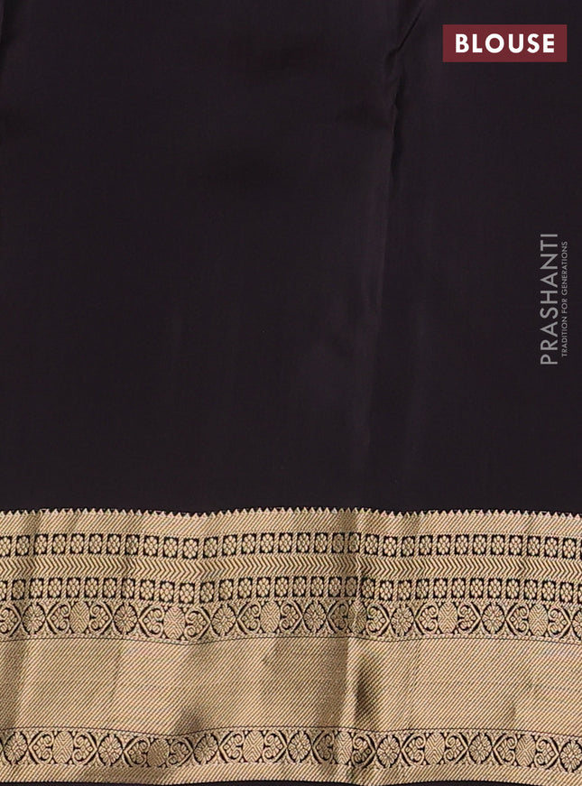 Kanchipuram silk saree rustic orange and coffee brown with allover zari weaves and zari woven korvai border